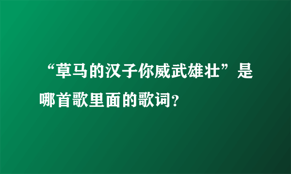 “草马的汉子你威武雄壮”是哪首歌里面的歌词？