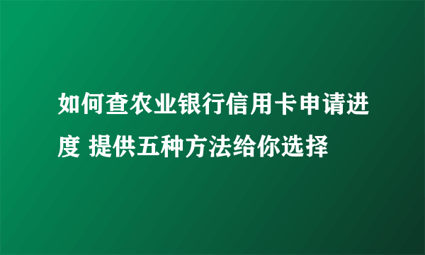 如何查农业银行信用卡申请进度 提供五种方法给你选择