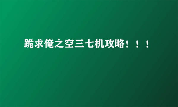 跪求俺之空三七机攻略！！！