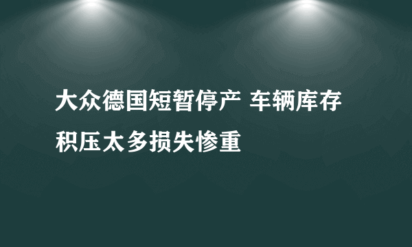 大众德国短暂停产 车辆库存积压太多损失惨重