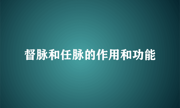 督脉和任脉的作用和功能