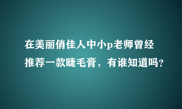 在美丽俏佳人中小p老师曾经推荐一款睫毛膏，有谁知道吗？