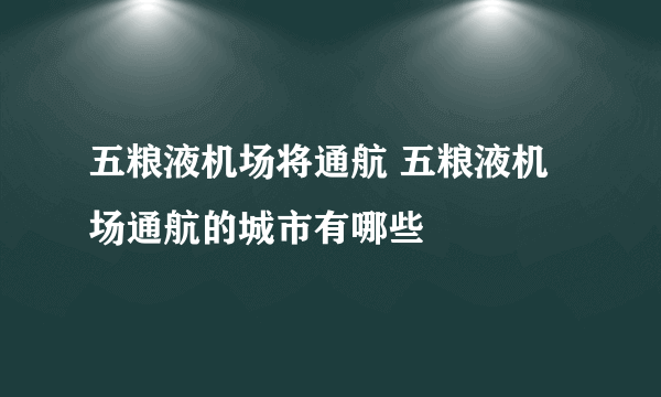 五粮液机场将通航 五粮液机场通航的城市有哪些