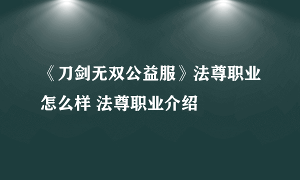 《刀剑无双公益服》法尊职业怎么样 法尊职业介绍