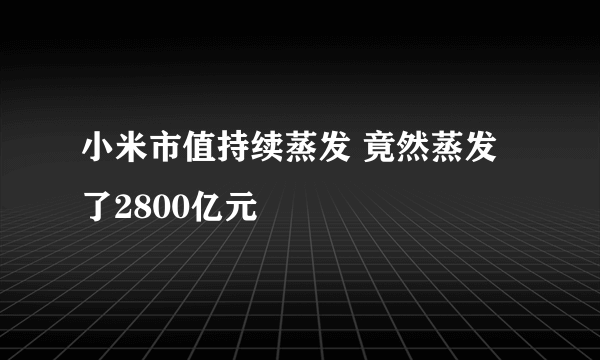 小米市值持续蒸发 竟然蒸发了2800亿元