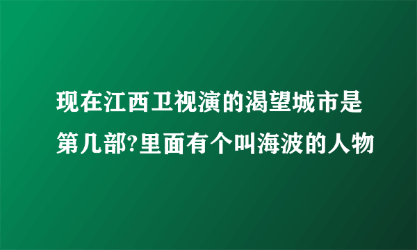 现在江西卫视演的渴望城市是第几部?里面有个叫海波的人物