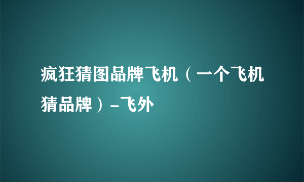 疯狂猜图品牌飞机（一个飞机猜品牌）-飞外