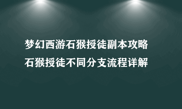 梦幻西游石猴授徒副本攻略 石猴授徒不同分支流程详解