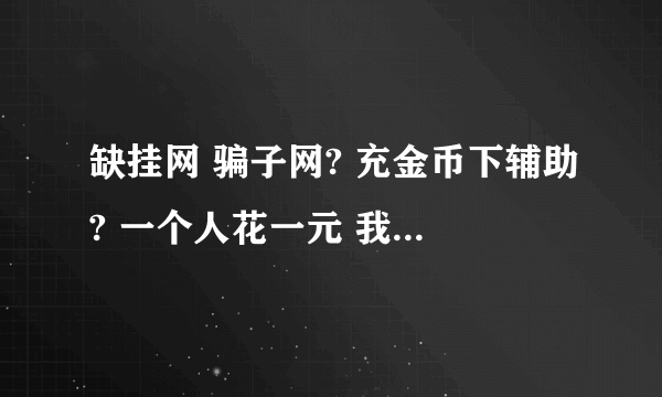 缺挂网 骗子网? 充金币下辅助? 一个人花一元 我花了5元 还有更多 一晚上缺挂网骗了几千元 少说点几千 就是