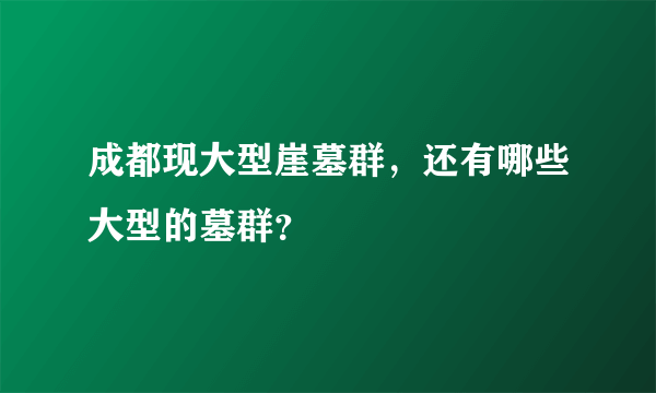 成都现大型崖墓群，还有哪些大型的墓群？