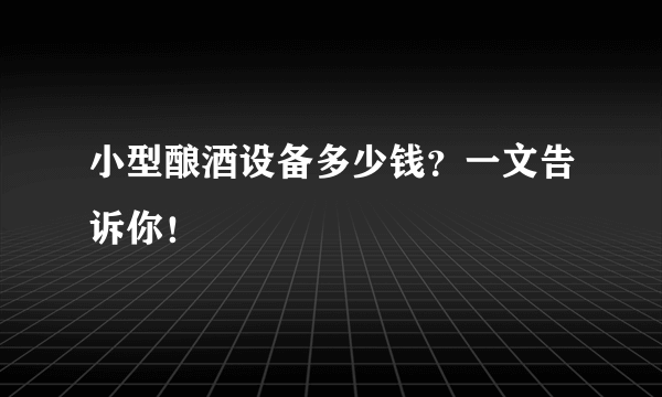 小型酿酒设备多少钱？一文告诉你！