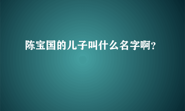 陈宝国的儿子叫什么名字啊？