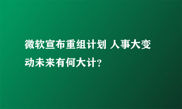 微软宣布重组计划 人事大变动未来有何大计？