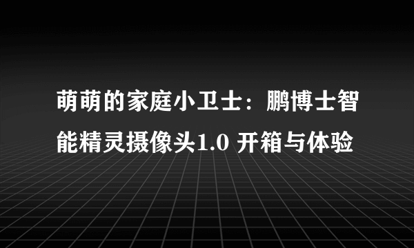 萌萌的家庭小卫士：鹏博士智能精灵摄像头1.0 开箱与体验