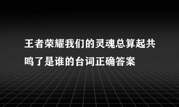 王者荣耀我们的灵魂总算起共鸣了是谁的台词正确答案