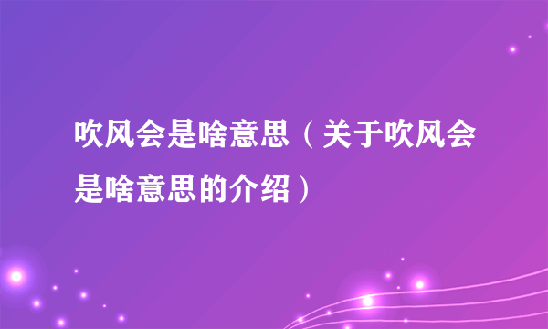 吹风会是啥意思（关于吹风会是啥意思的介绍）