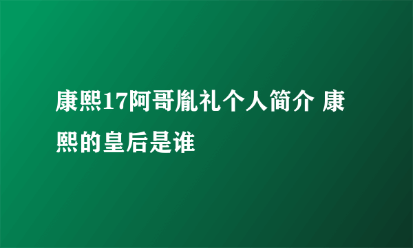 康熙17阿哥胤礼个人简介 康熙的皇后是谁