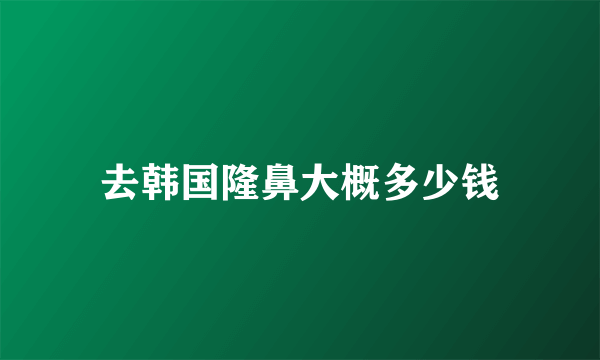 去韩国隆鼻大概多少钱