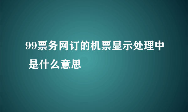 99票务网订的机票显示处理中 是什么意思