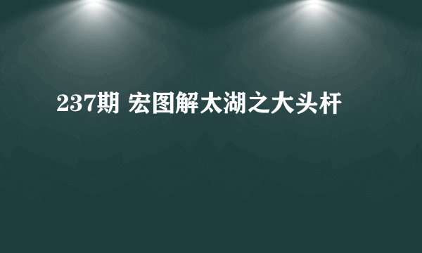 237期 宏图解太湖之大头杆