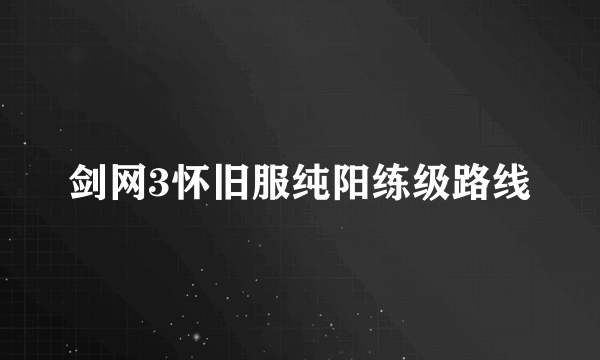 剑网3怀旧服纯阳练级路线