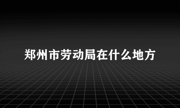 郑州市劳动局在什么地方