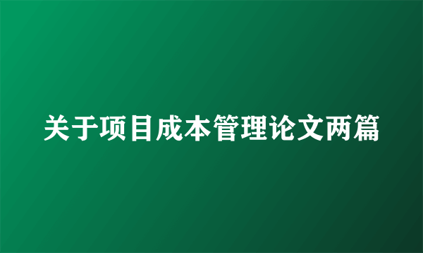 关于项目成本管理论文两篇