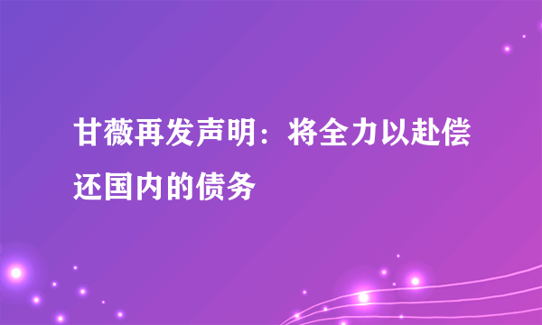 甘薇再发声明：将全力以赴偿还国内的债务