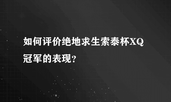 如何评价绝地求生索泰杯XQ冠军的表现？