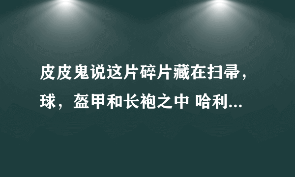 皮皮鬼说这片碎片藏在扫帚，球，盔甲和长袍之中 哈利波特10.24拼图寻宝攻略