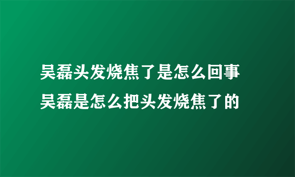 吴磊头发烧焦了是怎么回事 吴磊是怎么把头发烧焦了的