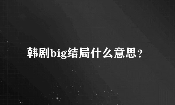 韩剧big结局什么意思？