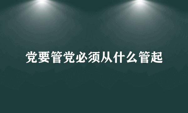 党要管党必须从什么管起