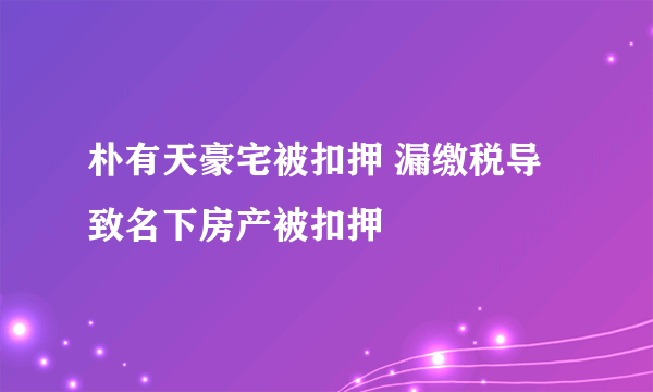 朴有天豪宅被扣押 漏缴税导致名下房产被扣押