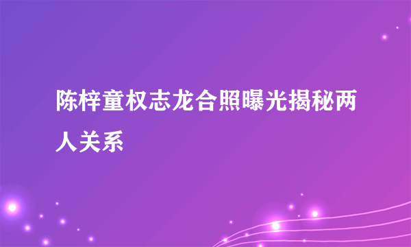 陈梓童权志龙合照曝光揭秘两人关系