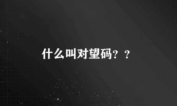 什么叫对望码？？