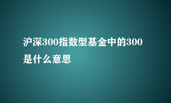 沪深300指数型基金中的300是什么意思