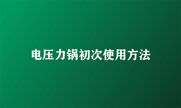 电压力锅初次使用方法