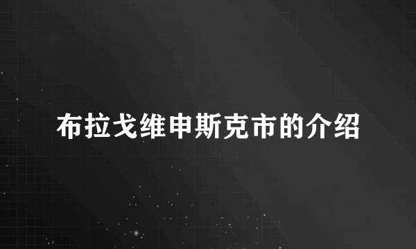 布拉戈维申斯克市的介绍