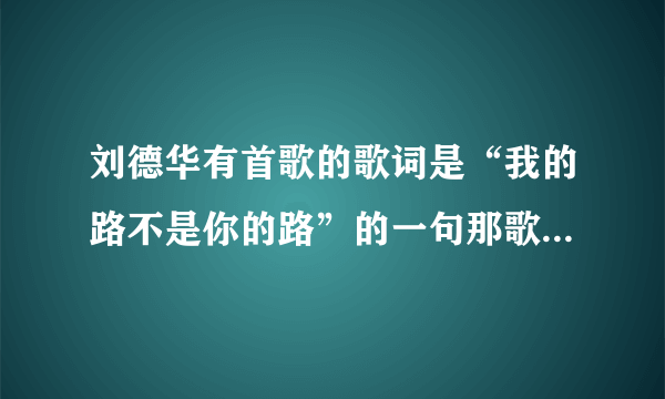 刘德华有首歌的歌词是“我的路不是你的路”的一句那歌叫什么名字