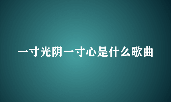 一寸光阴一寸心是什么歌曲