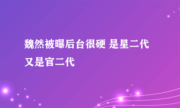 魏然被曝后台很硬 是星二代又是官二代