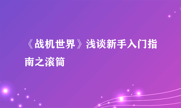 《战机世界》浅谈新手入门指南之滚筒