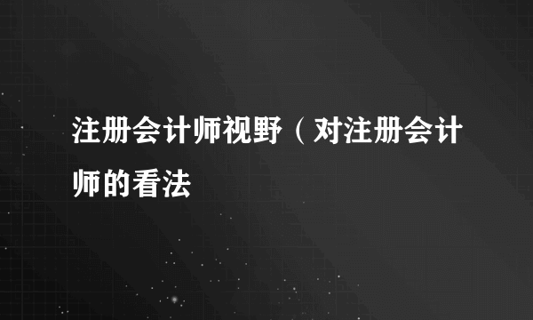 注册会计师视野（对注册会计师的看法