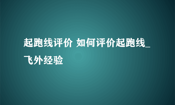 起跑线评价 如何评价起跑线_飞外经验