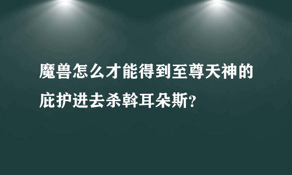 魔兽怎么才能得到至尊天神的庇护进去杀斡耳朵斯？