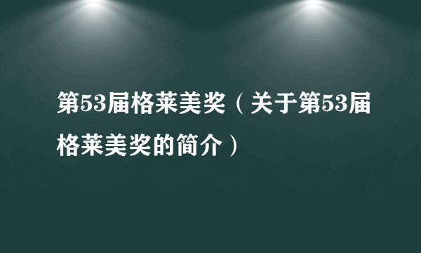 第53届格莱美奖（关于第53届格莱美奖的简介）