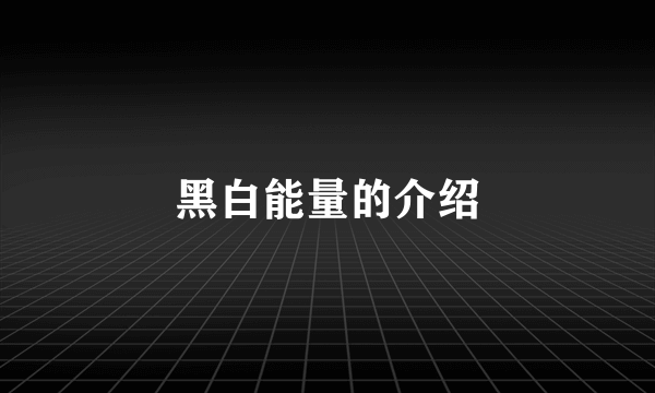 黑白能量的介绍