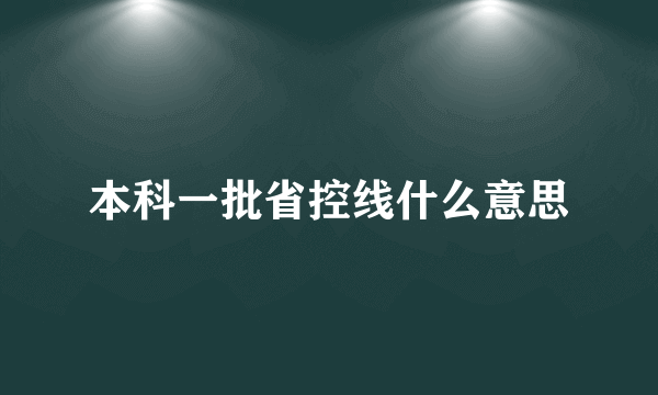 本科一批省控线什么意思