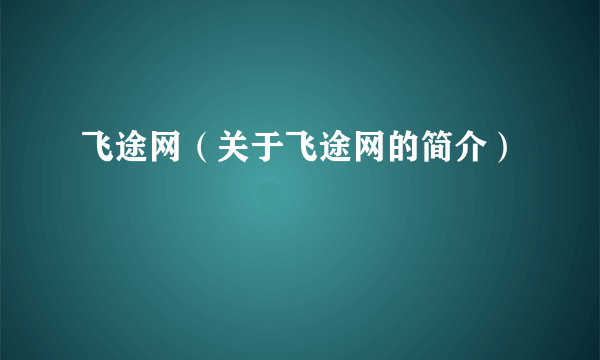 飞途网（关于飞途网的简介）